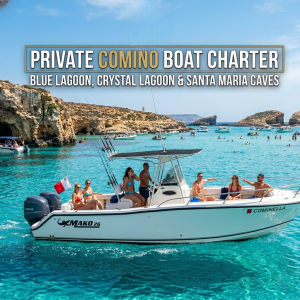 Private Comino Boat Charter – Blue Lagoon, Crystal Lagoon & Santa Maria Caves